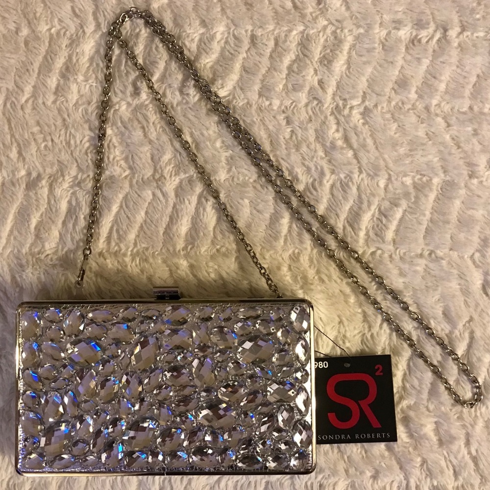 Sandra Roberts Jeweled Box Clutch Silver - Picture 3 of 5